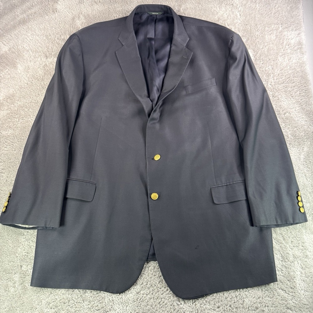 Brooks Brothers Mens 51L Navy Wool Blazer Loro Piana Super 120s USA Gold Button